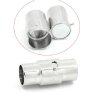 Picture of Magnetic Hematite Magnetic Clasps Cylinder Silver Tone (Fits 3.5mm-4mm Cord) 17mm x6.5mm, 10 PCs
