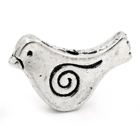 Zinc Based Alloy Beads Mother Bird Antique Silver Color Spiral Carved About 15mm x 11mm, Hole:Approx 1mm, 50 PCS