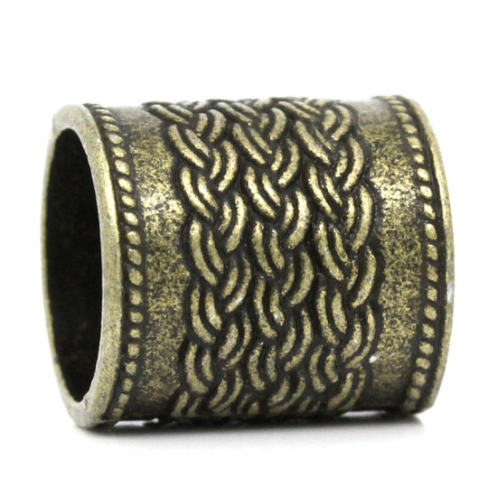Bild von Zinklegierung Perlen Zylinder Bronzefarbe 13mm D., Loch: 10.5mm, 20 Stück