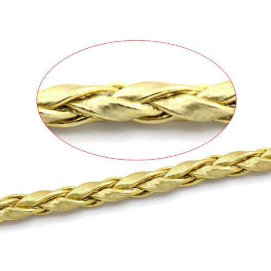 Picture of Faux Leather Jewelry Braided Cord Golden 3mm( 1/8"), 10 M