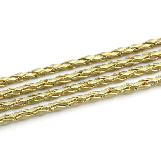 Picture of Faux Leather Jewelry Braided Cord Golden 3mm( 1/8"), 10 M