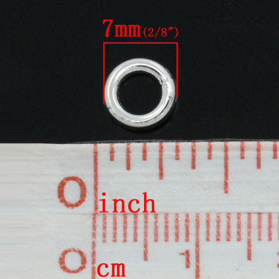Bild von 1.5mm Messing Offen Bindering Rund Versilbert 7mm Dia., 200 Stück                                                                                                                                                                                             