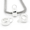 Picture of 1 Piece Brass European Style Bail Beads With Loop For DIY Jewelry Making Findings Round Silver Plated Color Plated 15.5mm x 11mm