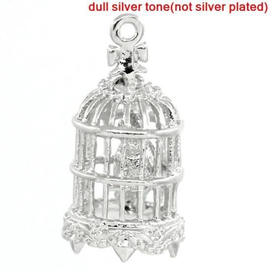 Picture of Charm Pendants Birdcage Silver Tone 21x11mm,5PCs