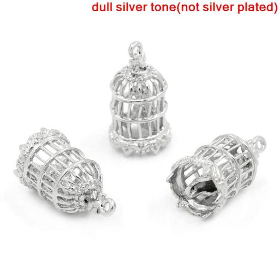 Picture of Charm Pendants Birdcage Silver Tone 21x11mm,5PCs