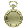 Picture of Zinc Based Alloy Cabochon Setting Pendants Pocket Watch Antique Bronze (Fits 33mm Dia.) 6.4cm x 4.5cm, 2 PCs