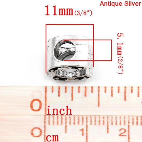 Bild von Zinklegierung European Stil Charm Großlochperlen Hufeisen Antik Silber 11.0mm x 10.0mm, Loch: 5.1mm, 20 Stücke