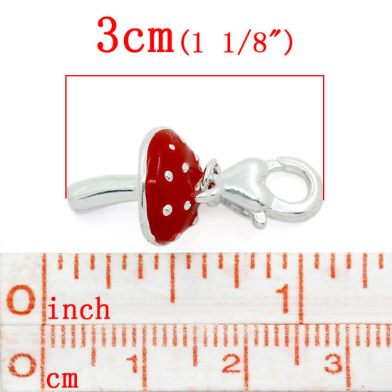 Immagine di Lega di Zinco Charm Ciondoli Fungo Argento Placcato Nulla Disegno 3.0cm x 12.0mm, 5 Pz