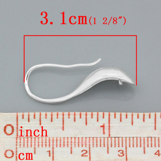 Imagen de Pendientes GanchosLatón de Cuchara (Apta 12mm Cuentas) Argentado 31mm x 11mm, 10 Unidades