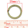 Picture of Iron Based Alloy Keychain & Keyring Round Antique Bronze 25mm Dia, 20 PCs