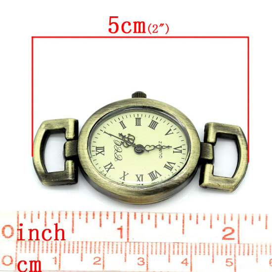 Image de Cadran de Montre en Alliage de Zinc Ovale Bronze Antique Pile Comprend 50mm x 27mm, 2 PCs