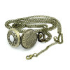Picture of Pocket Watches Antique Bronze Hollow Flower Rabbit Carved Battery Included 85cm long(33 4/8"),1Piece