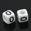 Bild von Acryl Spacer Zwischenperlen Perlen Würfel Weiß Buchstaben "O" ca 6mm x 6mm Loch:ca 3.5mm 500 Stück