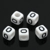 Bild von Acryl Spacer Zwischenperlen Perlen Würfel Weiß Buchstaben "O" ca 6mm x 6mm Loch:ca 3.5mm 500 Stück