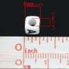 Picture of Acrylic Spacer Beads Cube White Alphabet/ Letter "A" About 6mm x 6mm, Hole: Approx 3.5mm, 500 PCs