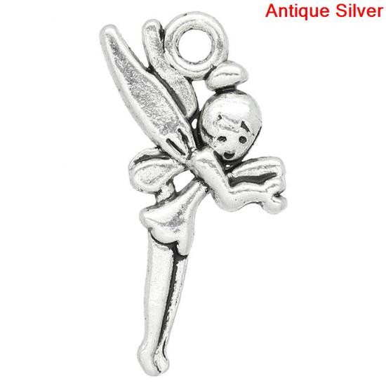 Picture of Charm Pendants Angel Tinkerbell Antique Silver Color 25x16mm,50PCs