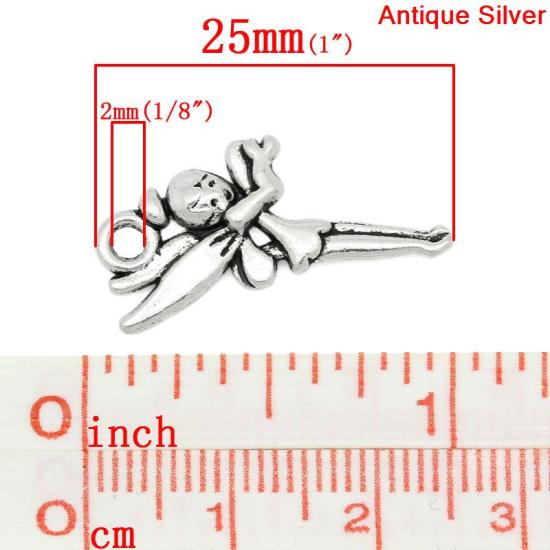 Picture of Charm Pendants Angel Tinkerbell Antique Silver Color 25x16mm,50PCs