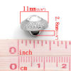 Picture of Acrylic Sewing Shank Buttons Round Gunmetal Ripple Carved Clear Rhinestone 11mm(3/8") Dia, 50 PCs