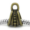 Picture of European Style Bails Beads Triangle Antique Bronze Dot Pattern Fit European Bracelet 15mm x 9.5mm , 9 PCs