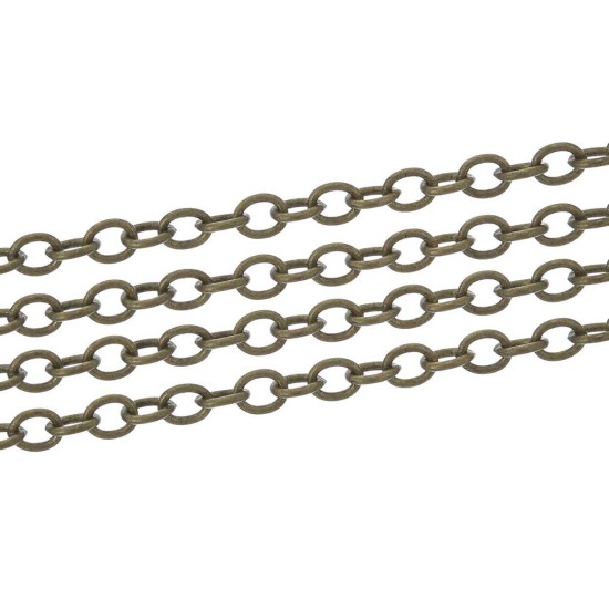 Picture of Iron Based Alloy Soldered Link Cable Chain Findings Antique Bronze 2x1.5mm, 10 M