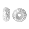 Image de Perles d'Espacement de Bouchon avec Noyau en Caoutchouc en Alliage de Zinc Forme Plat-Rond Argenté, 11mm x 5mm, Tailles de Trous: 1.6mm, 10 Pcs