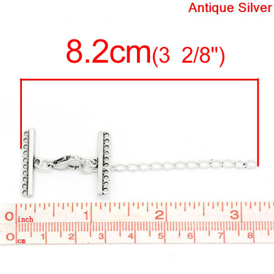 Picture of Zinc Based Alloy Cord Connectors Irregular Antique Silver Color Color Plated 3.2cm x 2.5cm, 10 Sets