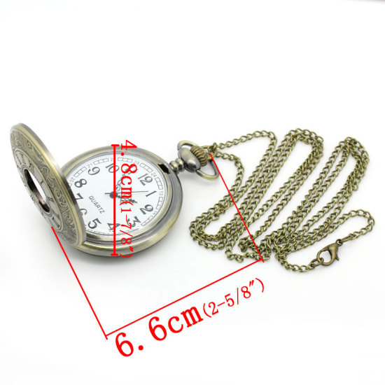 Изображение часы С батареей Карманные Античная Бронза Круглые с узором “ Цифры ”, 80.0см длина, 1 ШТ 