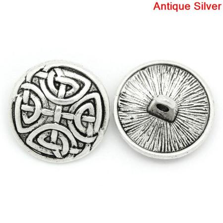 Picture of Zinc Based Alloy Metal Sewing Shank Buttons Round Knot Carved