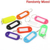 Picture of 50 PCs Rubber Tags Keychain & Keyring At Random Mixed Color Rectangle 6.4cm x 2.2cm