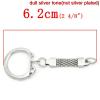 Picture of Iron Based Alloy Keychain & Keyring Round Silver Tone 62mm x 23mm, 30 PCs