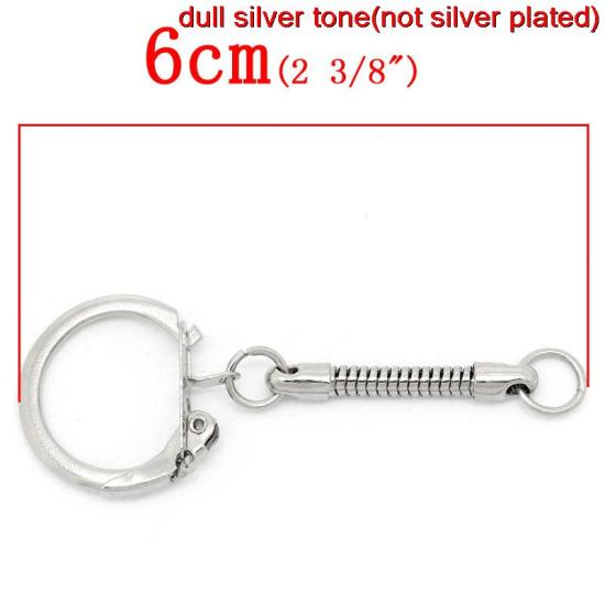 Bild von Eisen(Legierung) Schlüsselkette & Schlüsselring Rund Silberfarbe 6cm x 22mm, 30 Stück