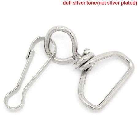 Iron Based Alloy Keychain & Keyring Irregular Silver Tone 61mm x 25mm, 10 PCs