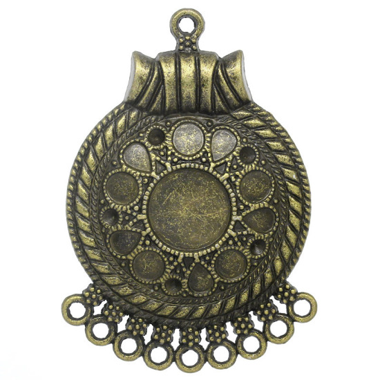 Image de Connecteur de Bijoux en Alliage de Zinc Rond Bronze Antique (Convenable à Cabochon 5mm Dia 12mm Dia 3mm x 5mm, Approprié à Strass ss10) 5.5cm x 3.9cm, 5 PCs