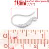 Picture of Brass Ear Wire Hooks Earring Findings Silver Tone Stripe Carved (Can Hold ss4 Rhinestone) 18mm( 6/8") x 14mm( 4/8"), Post/ Wire Size: (20 gauge), 10 PCs