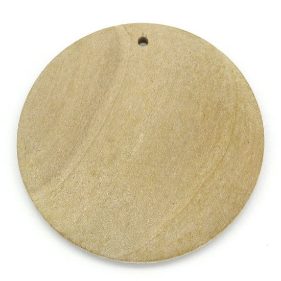 Picture of Wood Charm Pendants Round Natural 3cm Dia,50PCs