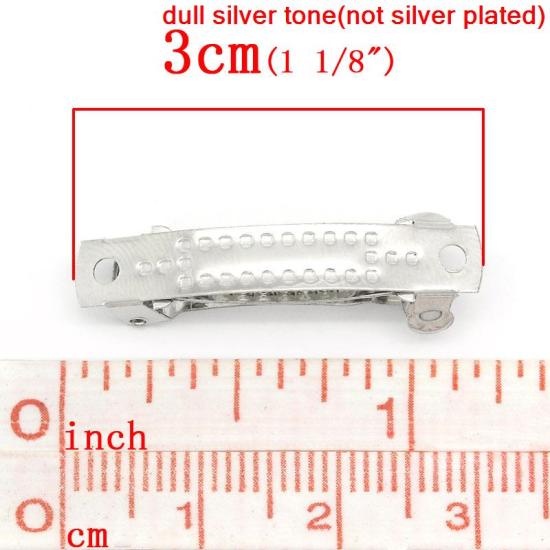 Image de Pinces à cheveux en Alliage de fer Forme Arc Argent mat 3cm x 9mm, 50 Pièces