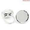 Picture of Brass Adjustable Cabochon Settings Rings Round Antique Silver Color (Fits 25mm Dia) 19.5mm( 6/8")(US Size 9.5), 10 PCs                                                                                                                                        