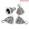 Picture of Charm Pendants Christmas Jingle Bell Antique Silver Color Flower Pattern Carved 19x12mm,10PCs