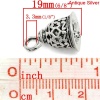 Imagen de Colgantes Aleación del Metal Del Zinc de Cascabel Plata Antigua Rhinestone 19.0mm x 12.0mm, 10 Unidades 