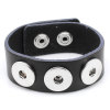 Bild von Echte Leder Chunks Armband/Uhrarmband für 18mm/20mm Druckknöpfe Schwarz 24cm lang, Loch Größe: 6.0mm, 1 Stück