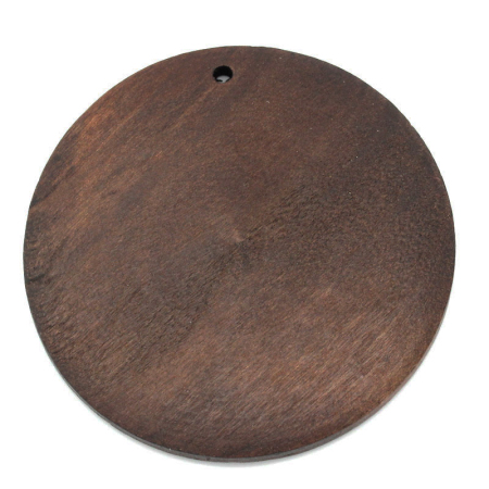 Immagine di Legno Charm Ciondoli Tondo Colore del Caffè 5.9cm x 20 Pz