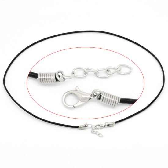 Picture of Cowhide Leather Cord Necklace Black 46cm(18 1/8") long, 2 PCs