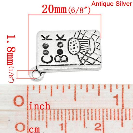 Picture of Charm Pendants Book Antique Silver Color "Cook Book" Carved 20x14mm,30PCs