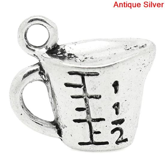 Picture of Charm Pendants Measure Cup Antique Silver Color "Scale" Carved 13x14mm,50PCs