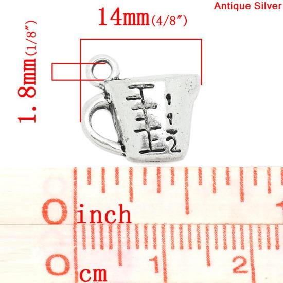 Picture of Charm Pendants Measure Cup Antique Silver Color "Scale" Carved 13x14mm,50PCs