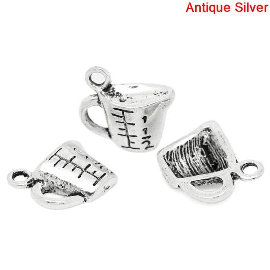 Picture of Charm Pendants Measure Cup Antique Silver Color "Scale" Carved 13x14mm,50PCs