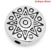 Picture of Spacer Beads Round Antique Silver Color Sun Pattern Carved 10mm Dia,Hole:Approx 1.4mm,50PCs