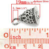 Imagen de Colgantes Aleación del Metal Del Zinc de Cascabel Plata Antigua Rhinestone 19.0mm x 12.0mm, 10 Unidades 