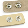 Image de Bracelets Bouton Pression Double Convenable à 18mm/20mm Bouton Pression en Cuir Réel+Fer Kaki 47.5cm long, Taille de Trous: 6mm, 1 Pièce