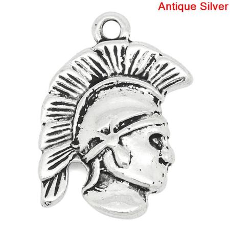 Imagen de Colgantes Aleación del Metal Del Zinc de Humano Plata Antigua Rhinestone 16.0mm x 20.0mm, 20 Unidades 